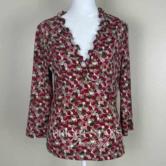 Rare Vintage Pink Print Top ASO Phoebe Buffay Friends V-Neck Faux Wrap Y2K - Picture 5 of 11